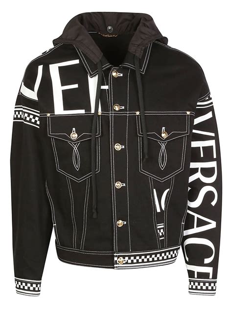 versace printed parka|versace denim jacket.